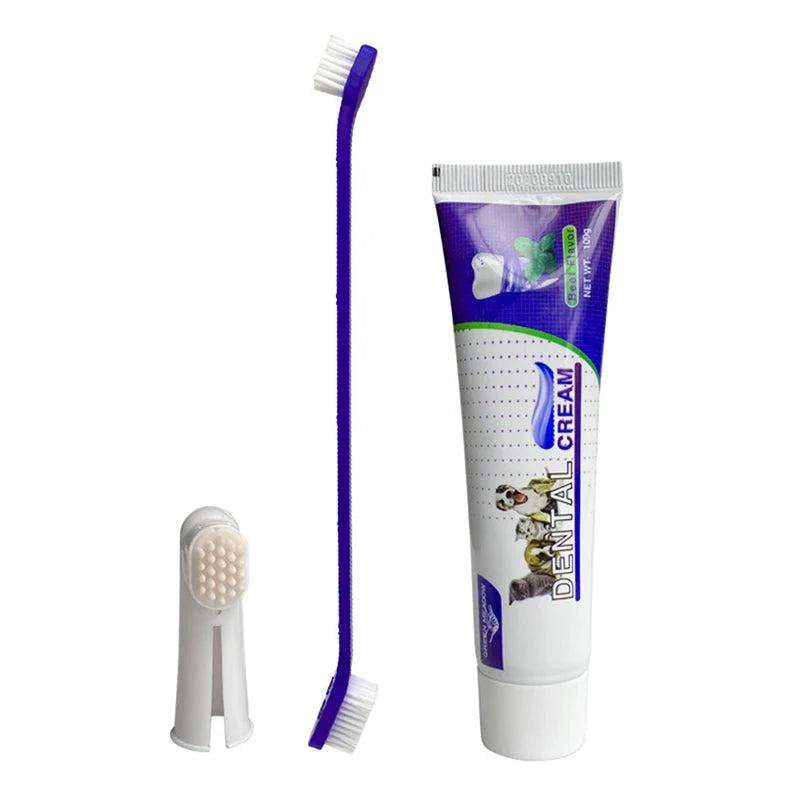 Pet Dog Toothpaste Set Finger Tooth Brush - PuppiHome