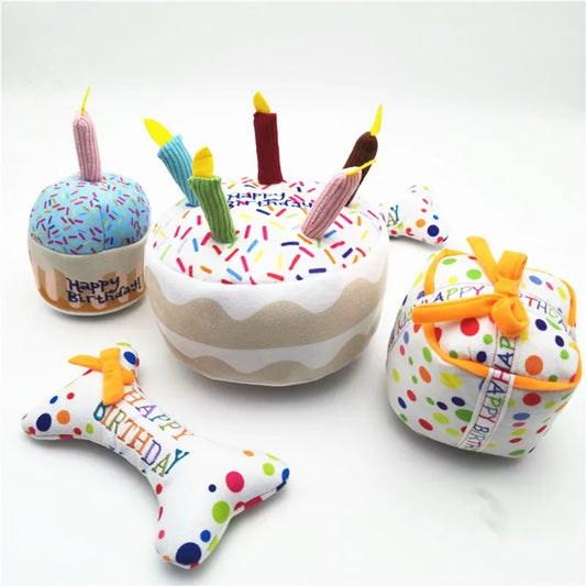 Pet Dog Cute Birthday Cake Squeaky Toys - PuppiHome