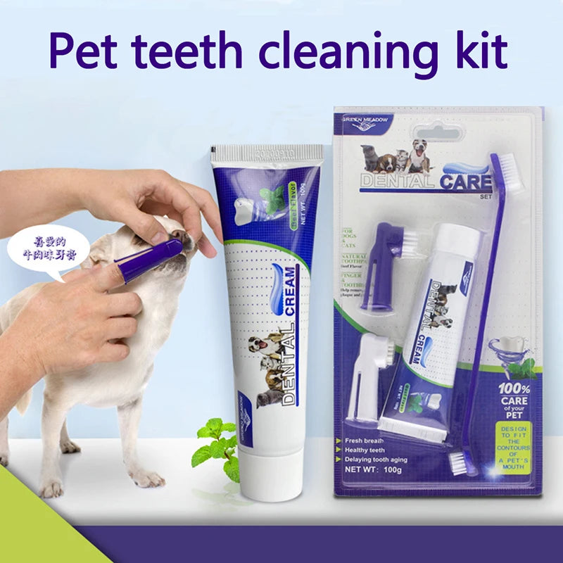 Pet Dog Toothpaste Set Finger Tooth Brush - PuppiHome