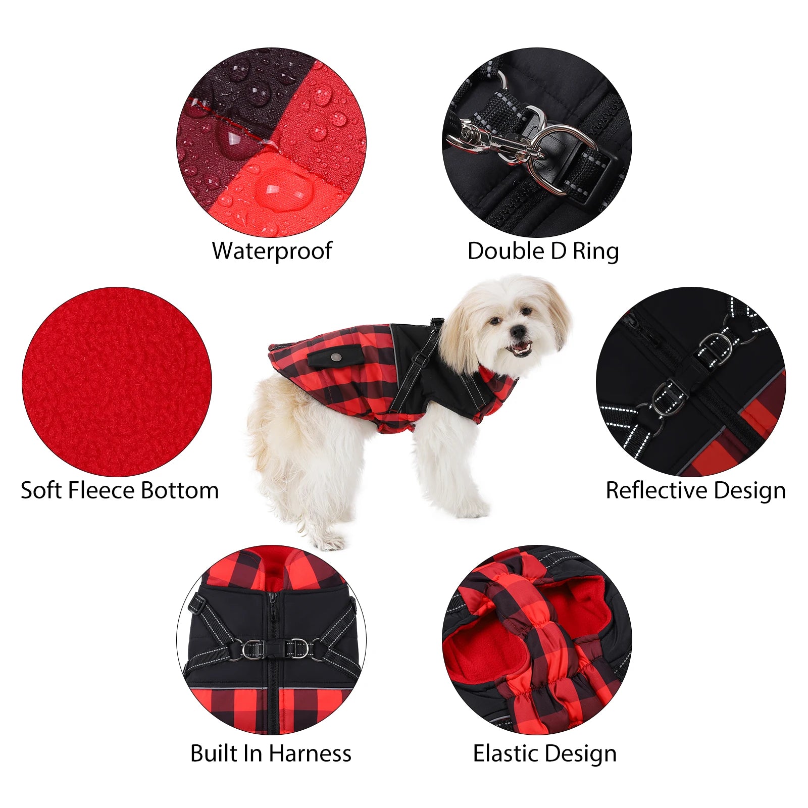 Pet Dog Winter With Harness Jacket - PuppiHome