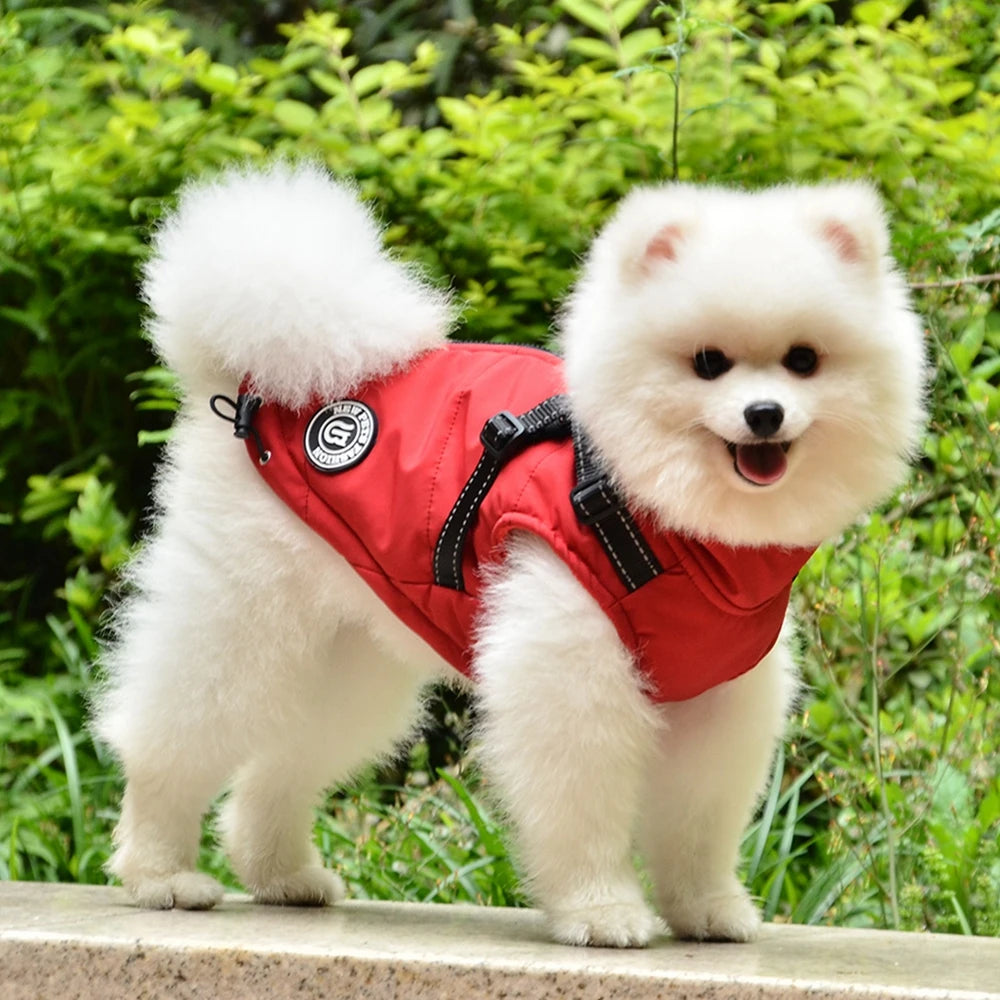 Winter Warm Pet Dog Jacket With Harness - PuppiHome