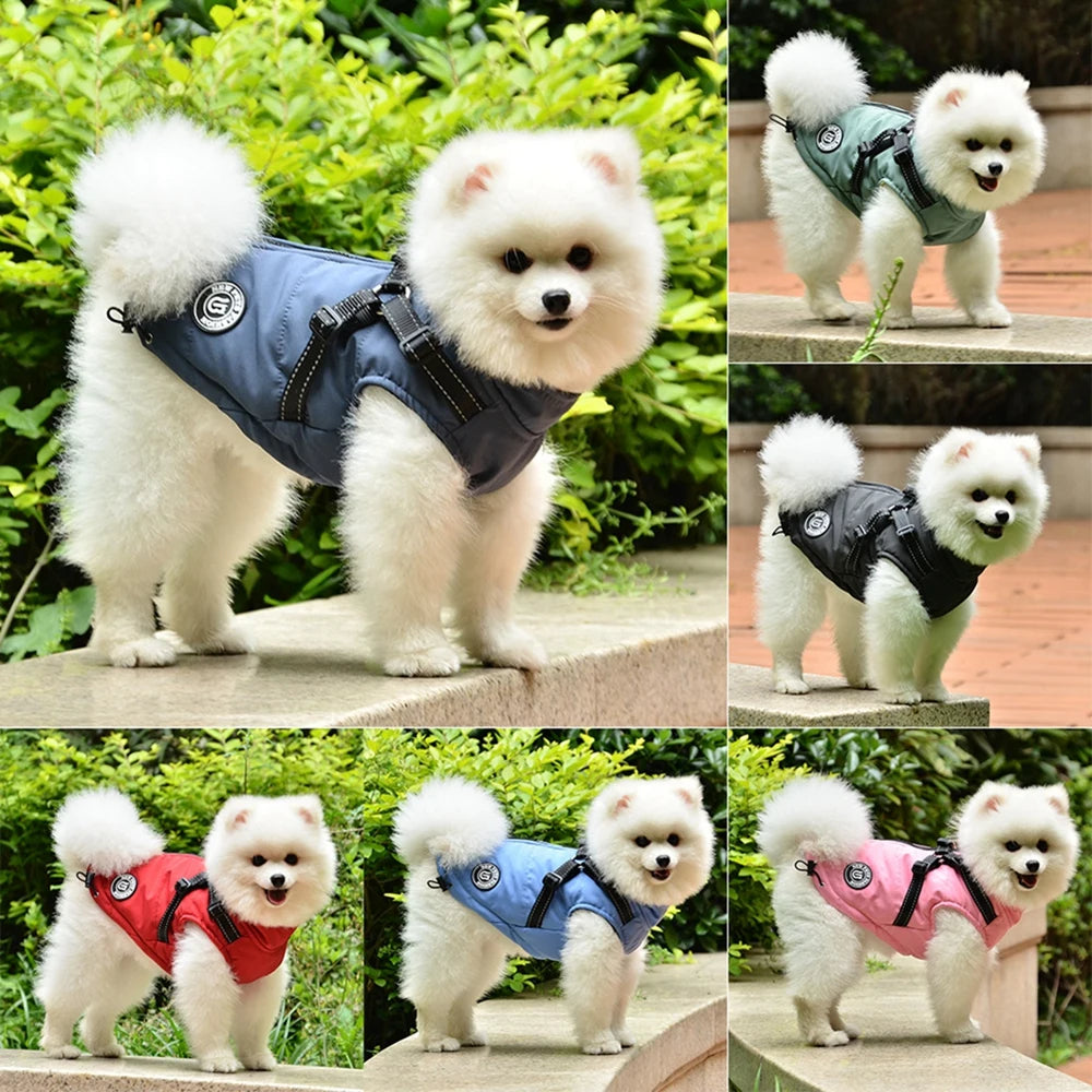 Winter Warm Pet Dog Jacket With Harness - PuppiHome